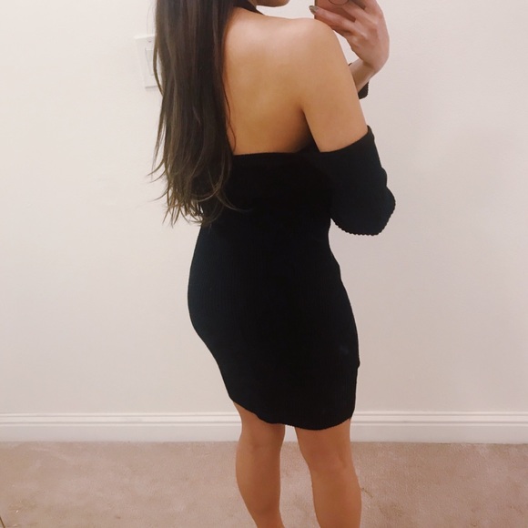 Black halter sweater dress - Picture 4 of 4